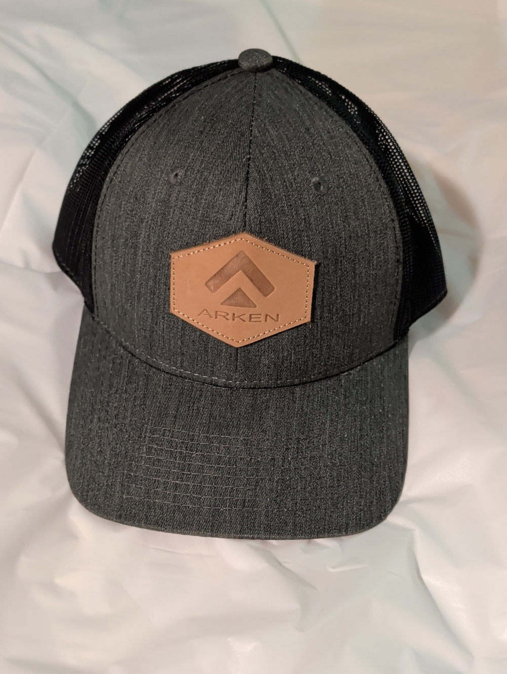 Men's Black Trucker Cap with Leather Patch